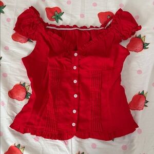 Button-Up red cute top